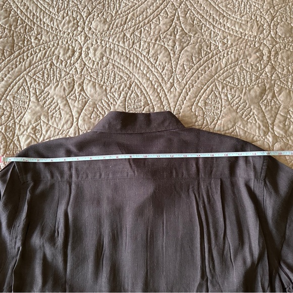 Men's‎ Brown Shirt Size L 30% Linen 70% Rayon - Picture 9 of 12